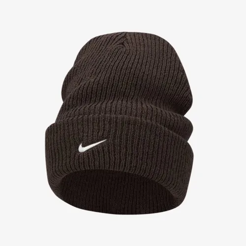 Nike Peak Tall Cuff Swoosh Beanie колір коричневий