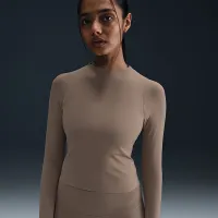 Nike Zenvy жіноча Dri-FIT Long-Sleeve Top колір коричневий