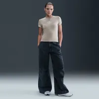 Nike Sportswear Chill Knit жіноча Slim Cropped Top колір сірий