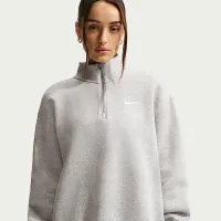 Nike Sportswear Phoenix Fleece женская оверсайз 1/4-Zip Long свитшот цвет серый