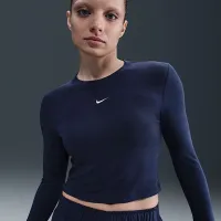 Nike Sportswear Chill Knit женская Slim Long-Sleeve Cropped Top синий