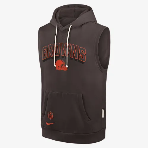 Cleveland цвет коричневыйs Sideline мужские Nike Dri-FIT NFL Sleeveless Pullover Толстовка с капюшоном цвет коричневый
