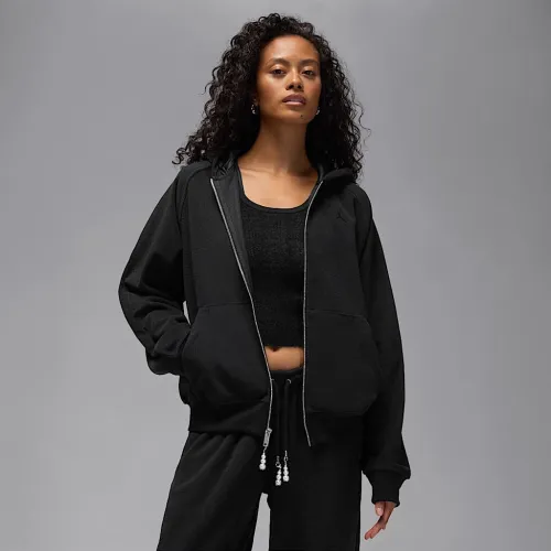 Nike Jordan Flight Fleece женская Full-Zip Толстовка с капюшоном цвет черный
