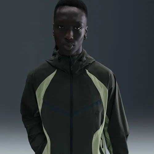 Nike Tech мужские Dri-FIT Woven Color-Block Windrunner Loose Куртка цвет зеленый