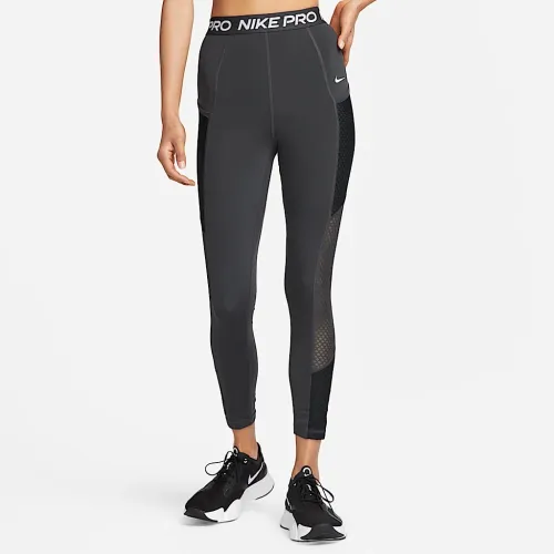 Nike Pro женская С высокой Талией 7/8 лосины с карманамицвет серый