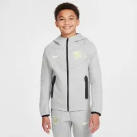 FC Barcelona Tech Fleece Big детские (для мальчиков) Nike Soccer Full-Zip Толстовка с капюшоном цвет серый