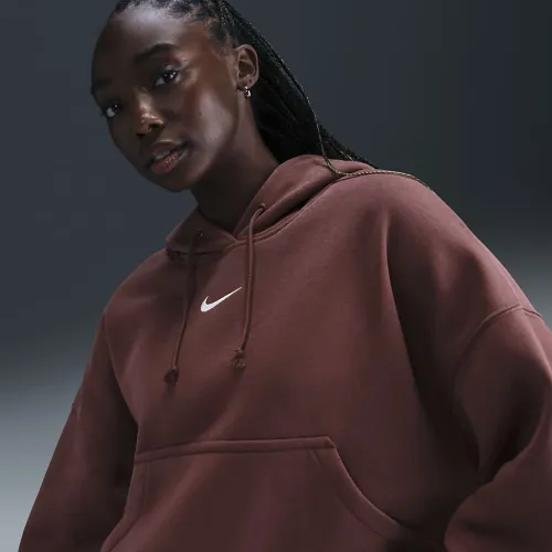 Nike Sportswear Phoenix Fleece женская Over-оверсайз Pullover Толстовка с капюшоном цвет коричневый