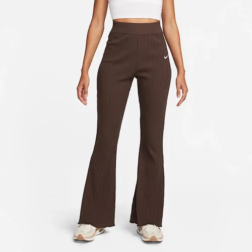 Nike Sportswear женская С высокой Талией Ribbed Jersey Flaцвет красный Pants цвет коричневый