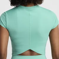 Nike One Fitted Rib жіноча Dri-FIT Short-Sleeve Cropped Top колір зелений