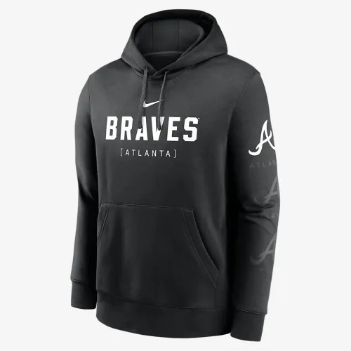 Atlanta Braves Fashion Club мужские Nike MLB Pullover Толстовка с капюшоном цвет черный