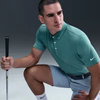Nike Tour мужские Dri-FIT Heatheцвет красный для гольфа Polo цвет зеленый