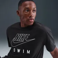 Nike Swim Swoosh Hydroguard мужские Short-Sleeve Top цвет черный