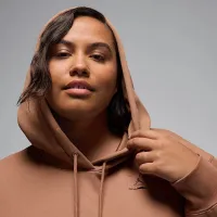 Nike Jordan Flight Fleece женская Satin-Lined Pullover Толстовка с капюшоном (большие размеры) цвет коричневый