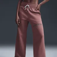 Nike Sportswear Phoenix Fleece женская С высокой Талией Wide-Leg Logo Pants Pink