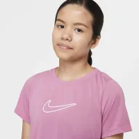 Nike One Fitted Big дитячі (Girls') Dri-FIT Short-Sleeve Top Pink
