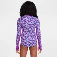 Nike Swim Big детские (Girls') Long-Sleeve One-Piece цвет фиолетовый