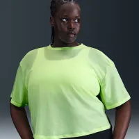 Nike One Relaxed женская Dri-FIT Cropped Short-Sleeve Top (большие размеры) Yellow