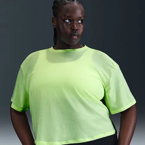 Nike One Relaxed женская Dri-FIT Cropped Short-Sleeve Top (большие размеры) Yellow