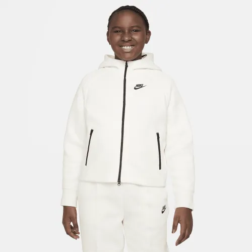 Nike Sportswear Tech Fleece Big детские (Girls') Full-Zip Толстовка с капюшоном (Extended Size) цвет коричневый