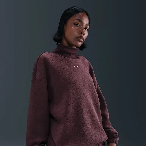 Nike Sportswear Phoenix Plush жіноча Cozy Fleece оверсайз Mock-Neck Top колір червоний