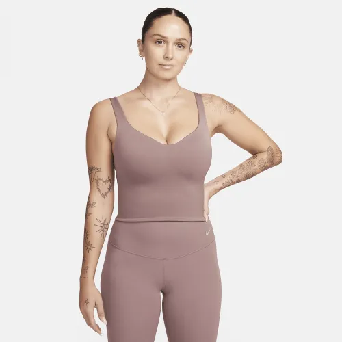 Nike Alate женская Medium-Support Padded Sports Bra Tank Top цвет фиолетовый