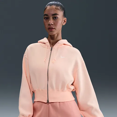 Nike Sportswear Phoenix Fleece женская Loose Cropped Full-Zip Толстовка с капюшоном Pink