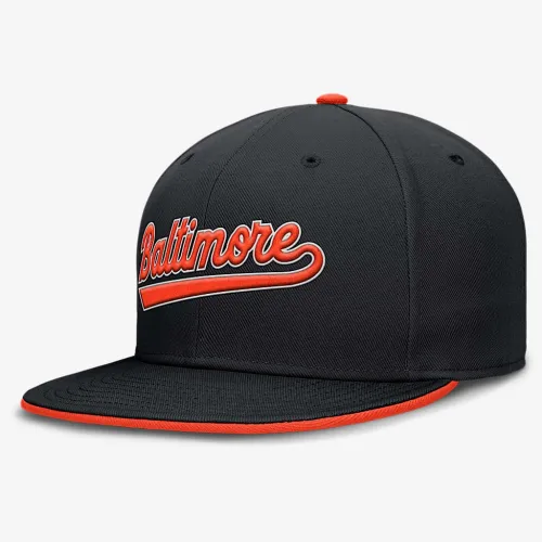 Baltimore Orioles True мужские Nike Dri-FIT MLB Fitted Hat цвет черный