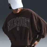 NikeCourt Heritage жіноча Over-оверсайз Crew-Neck Graphic Tennis світшот колір коричневий
