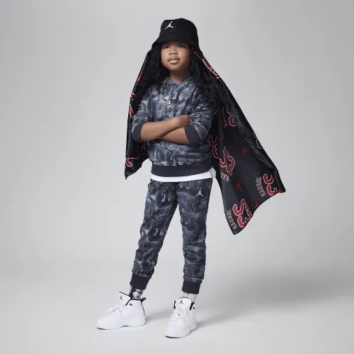 Nike Jordan Little дитячі Essentials Printed Fleece Толстовка з капюшоном and Pants комплект колір чорний