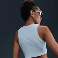 Nike Sportswear Chill Knit женская Tight Cropped Mini-Rib Tank Top синий