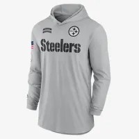 Pittsburgh Steelers Salute to Service Edge Mascot Lockup Men’s Nike Dri-FIT NFL Long-Sleeve Hooded Top колір сірий