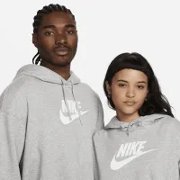 Nike Sportswear Club Fleece женская оверсайз Crop Graphic Толстовка с капюшоном цвет серый