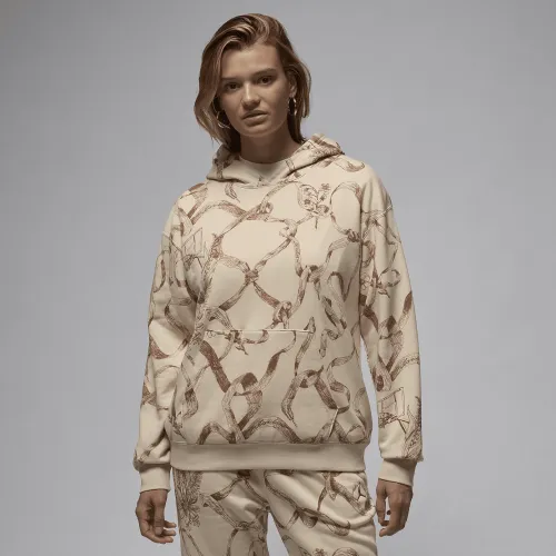 Nike Jordan Brooklyn Fleece жіноча Printed Pullover колір коричневий