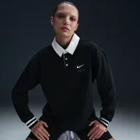 Nike Sportswear Essential жіноча оверсайз Long-Sleeve Polo колір чорний