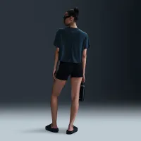 Nike One Relaxed женская Dri-FIT Cropped Short-Sleeve Top синий