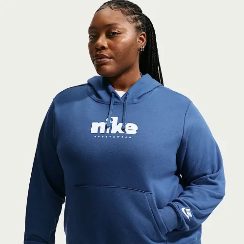 Nike Sportswear Club Fleece жіноча Graphic Pullover Толстовка з капюшоном (великі розміри) блакитний