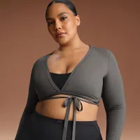 NikeSKIMS Weightless Layers женская Long-Sleeve Wrap Top цвет серый