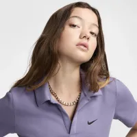 Nike Sportswear Essential женская Short-Sleeve Polo Top цвет фиолетовый