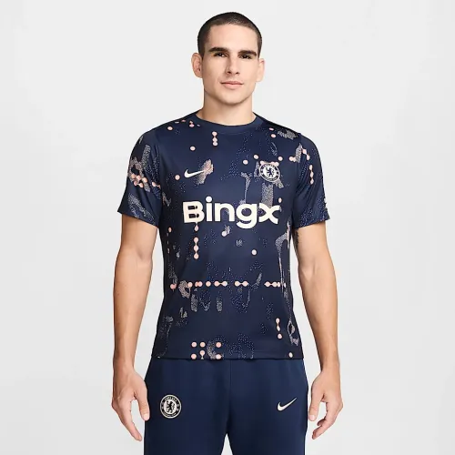 Chelsea FC Academy Pro SE мужские Nike Dri-FIT Soccer Pre-Match Short-Sleeve Top синий