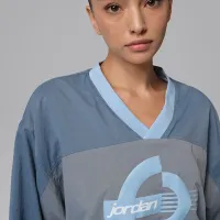 Nike Jordan Brooklyn женская Woven Long-Sleeve Graphic Pullover синий