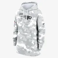 New England Patriots Salute to Service Primary Edge Club женская Nike NFL Pullover Толстовка с капюшоном цвет белый