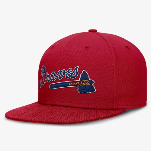 Atlanta Braves True мужские Nike Dri-FIT MLB Fitted Hat цвет красный