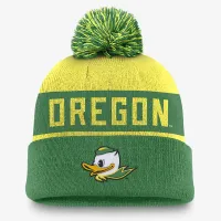 Oregon Ducks Primetime Peak мужские Nike College Cuffed Pom Beanie цвет зеленый