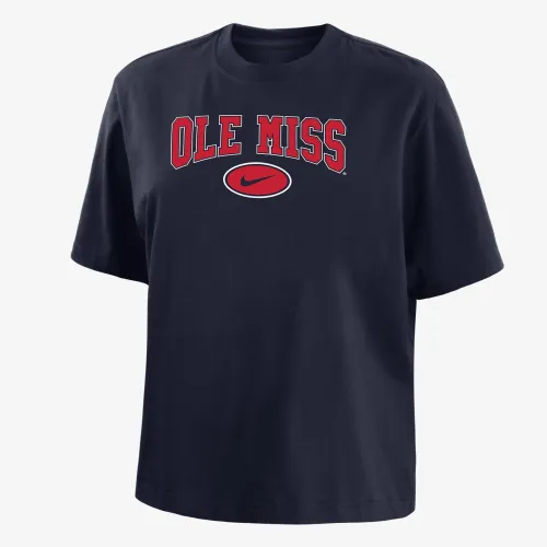 Ole Miss женская Nike College Boxy футболка цвет черный