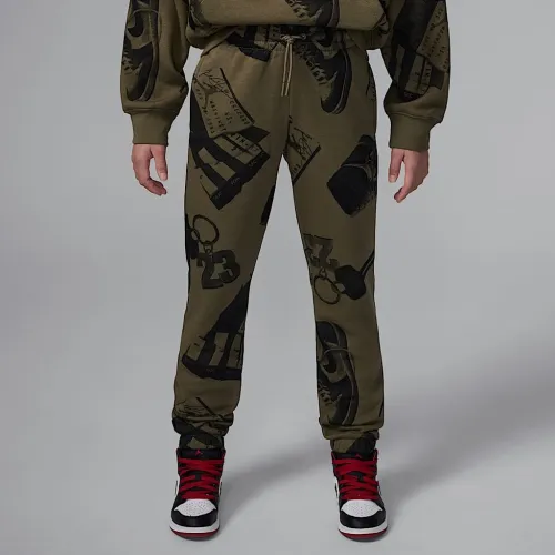 Nike Jordan Brooklyn Fleece Big детские Printed Pants цвет зеленый