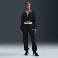Nike Sportswear Phoenix Fleece женская Loose Full-Zip Cropped Толстовка с капюшоном цвет черный