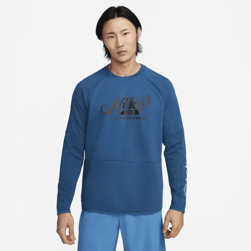 Nike чоловічі Dri-FIT Fleece Fitness Crew-Neck Top блакитний