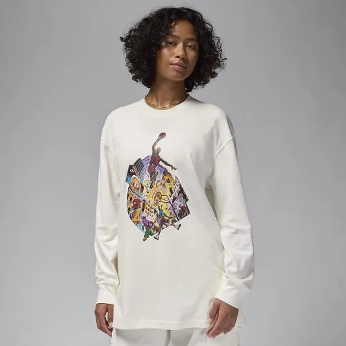 Nike Jordan жіноча оверсайз Long-Sleeve футболка колір білий