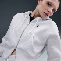 Nike Sportswear Phoenix Fleece женская Loose Full-Zip Cropped Толстовка с капюшоном цвет коричневый