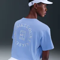 Nike Slam женская Dri-FIT Short-Sleeve Cropped Tennis футболка синий